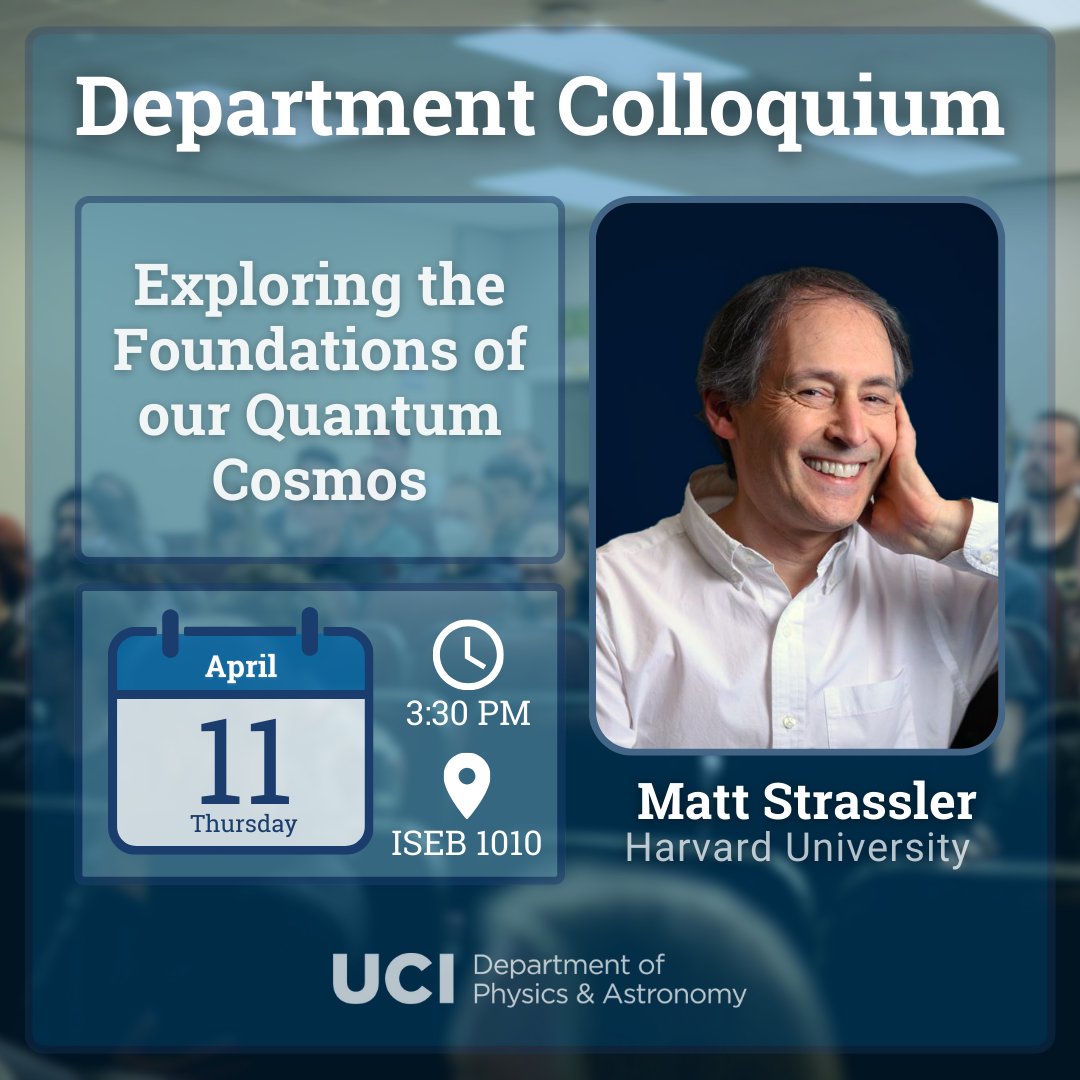We're excited to welcome science communicator, author and @harvardphysics associate Matt Strassler for this week's colloquium! He will tell the story of how our model of particles fits into 'a larger narrative...concerning the nature of spacetime and its many fields.'