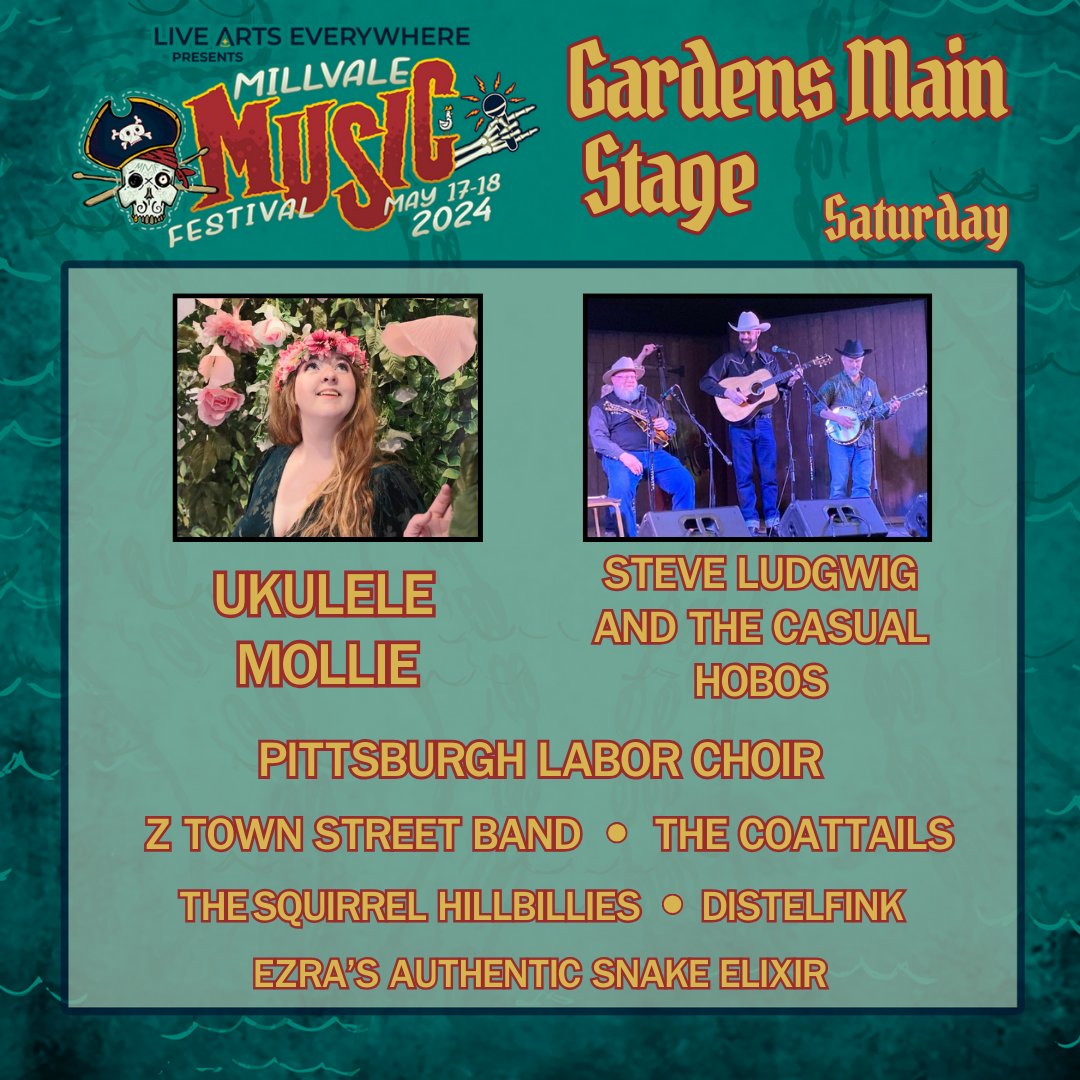 Introducin' our talented crew on the Garrrrdens Main Stage!! These acoustic crooners will be soothin' yer spirits all day on Saturday, May 18th.