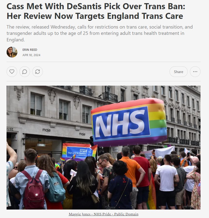 1. Two years ago, Hillary Cass met with DeSantis picks and collaborated on a trans care ban in Florida. Now her review targets trans people in England. It is filled with flawed claims over evidence, toys, and social transition. Subscribe to support my journalism. Lets dig in.