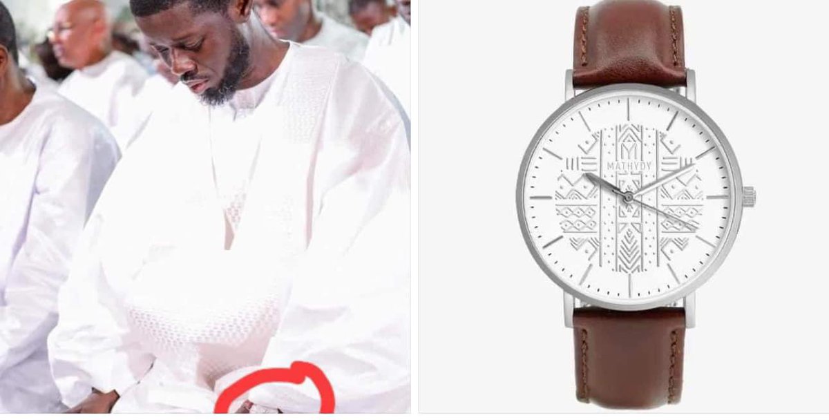🔴 #Consommerlocal LOCAL 🇸🇳 : Diomaye porte une montre signée Mathidy de 50.000 francs CFA. La montre porte le nom de Béhanzin qui est une figure historique béninoise 🇧🇯 de la résistance africaine contre le colonialisme.