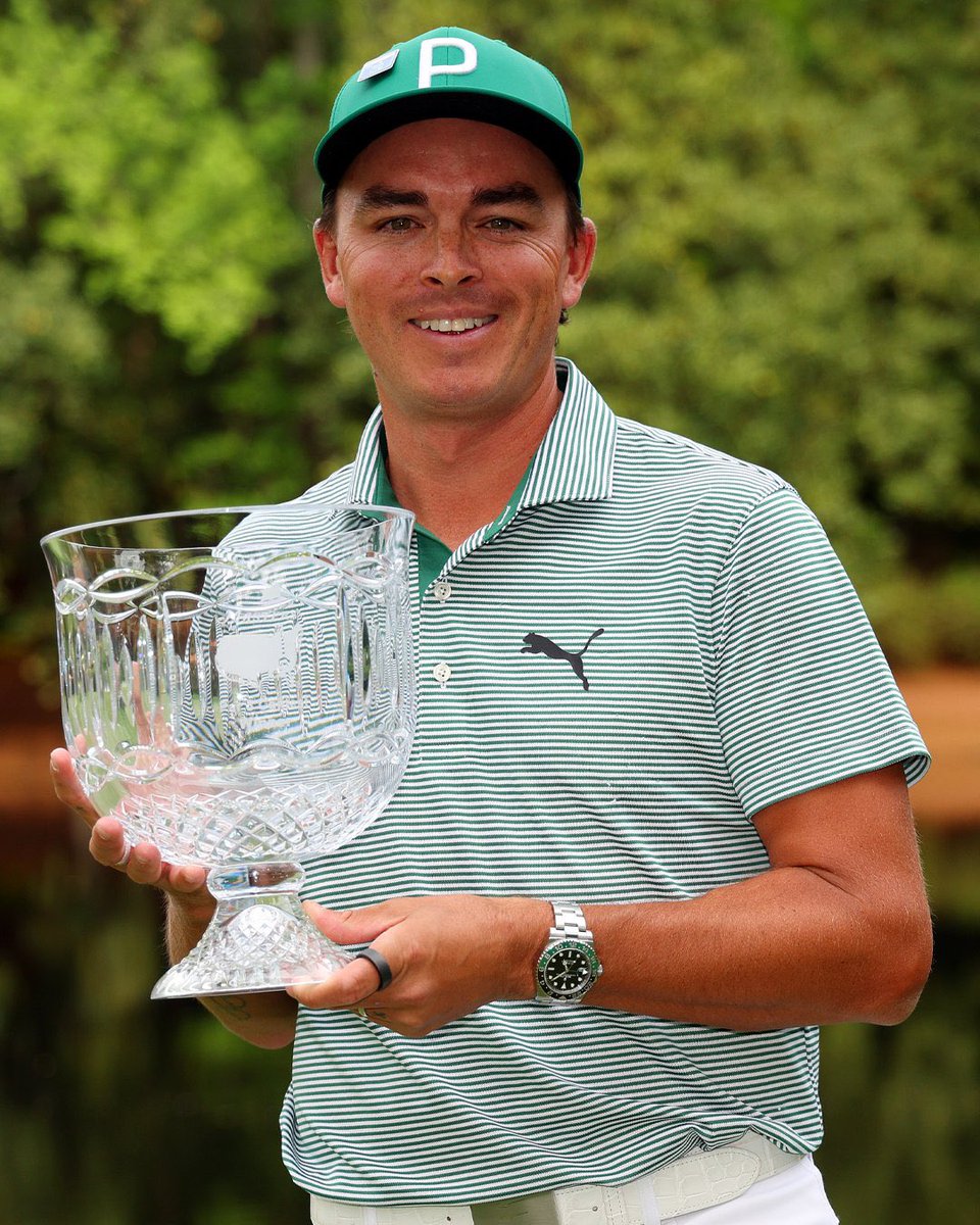 Another piece of crystal for @TheMasters collection. @RickieFowler becomes the second Cowboy to win the Par 3 Contest. Anybody know the other? #GoPokes | #golfschool