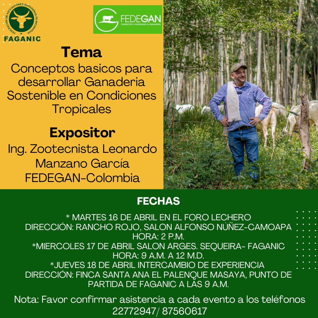 Buenos tardes, estimad@s esta abierta las inscripciones a la charla de: Conceptos básicos para desarrollar Ganadería Sostenible. Favor a los interesados comunicarse a nuestros números telefónicos. TOTALMENTE GRATIS