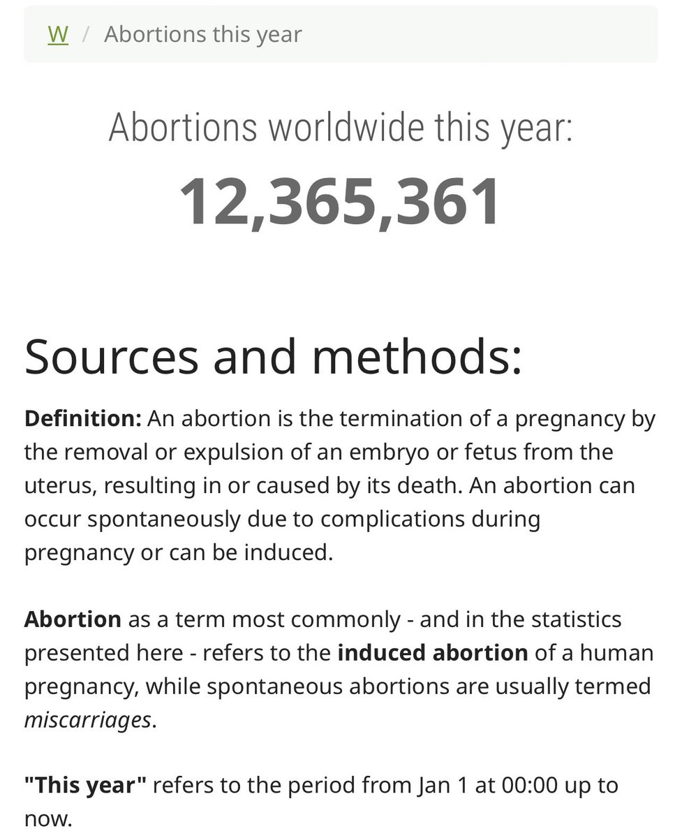 According to worldometer, we have now surpassed 12,000,000 abortions globally this year. WHO estimates that there are about 73 million annually. Over 12 million children killed since January 1st of this year. What a wicked and deceived generation.