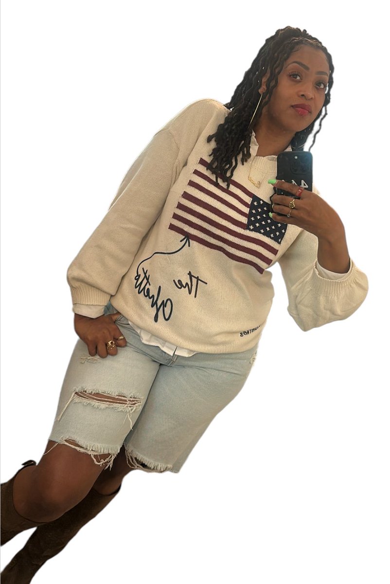 Chabooboo3's tweet photo. Another custom sweater by me 🥰 This one is called USAnnoyinggg 🥰😝. #custom #madebymaysh #redting https://t.co/eHZZKvhJj8