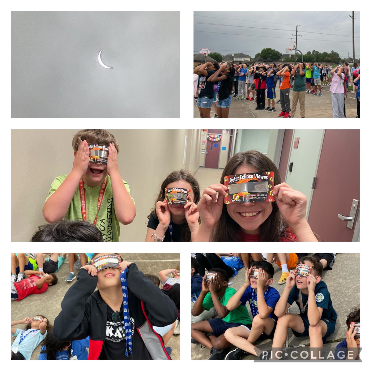 Our 5th grade @okekoalas got some shade in the afternoon, even the clouds could not keep the #eclipse from peaking through. @katyisd @malynn_r #2024eclipse #okeisagreatplacetobe @oke5thgrade