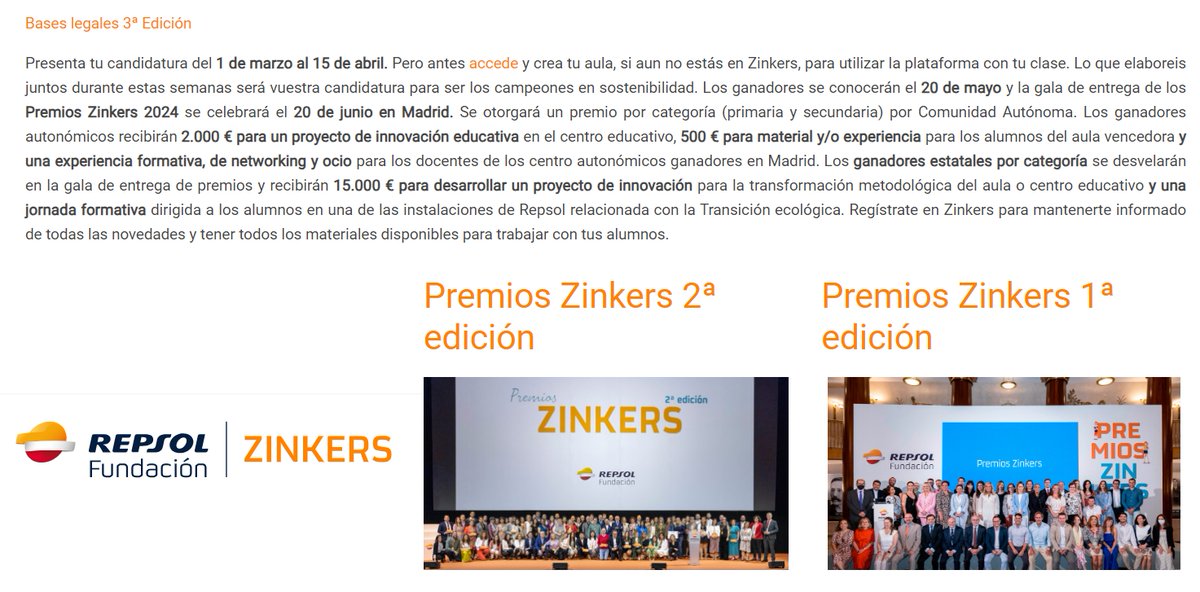 🌟Fins 15-04-24 podeu presentar els vostres projectes als #PremiosZinkers <a href="/FundacionRepsol/">Fundación Repsol</a>
2.500 per primària i secundària en la fase catalana i 15.000 en l'estatal #FundaciónRepsolZinkers 🌟
🌟 #STEAMcat 💖<a href="/InnovacioE/">Innovació Educativa, Departament Educació</a> 🌟
<a href="/audi_johnny/">Johnny Audí Gil</a> <a href="/CarmenEducacion/">Carmen Valdés - Educación</a>
▶️ bit.ly/43WdgLD