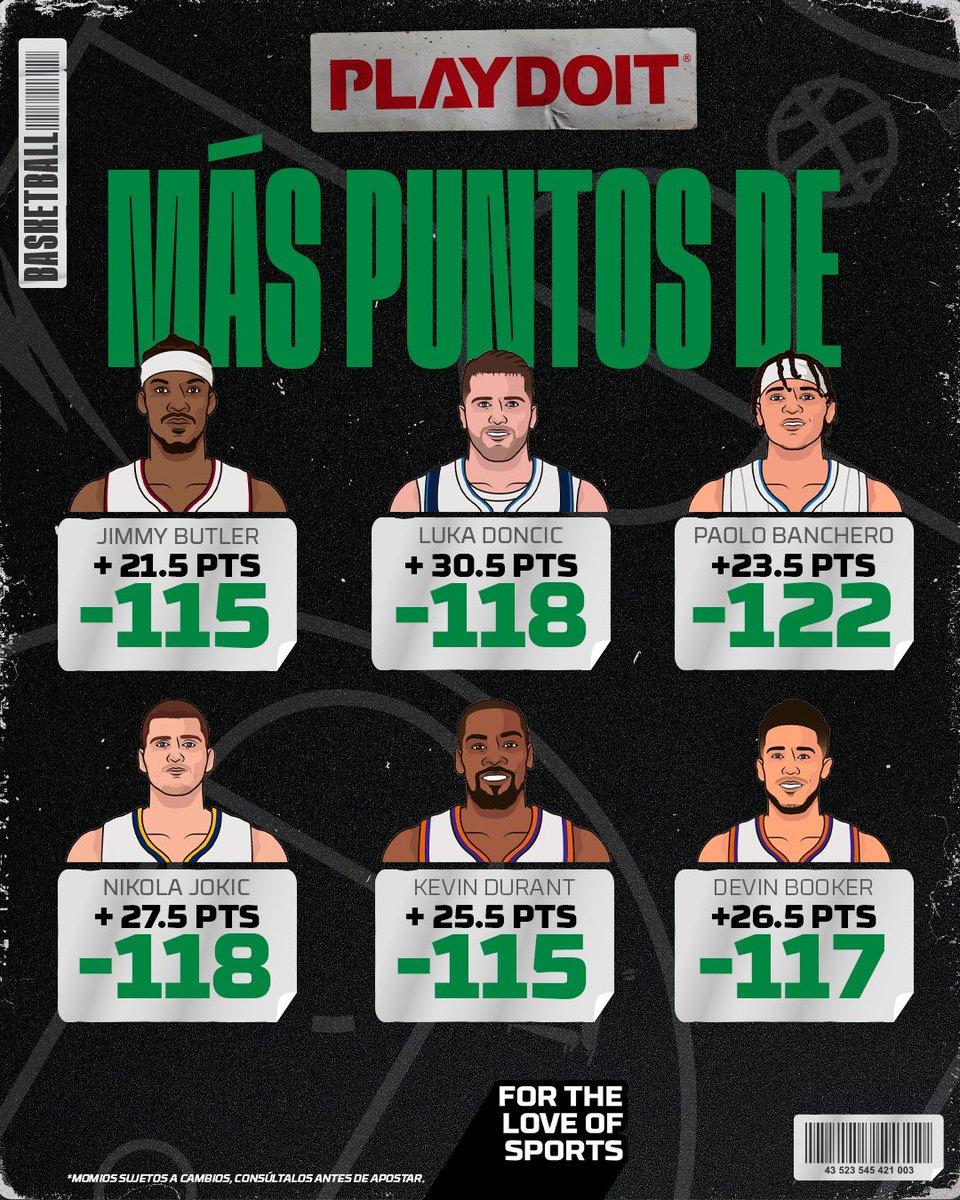playdoitmexico's tweet photo. 🚨 ¡Atentos, sobrinos! 🚨
🏀 Es miércoles de NBA y si 3 de estos jugadores hacen hoy más puntos de los que vienen en la imagen, rifaré 5 bonos en X, entre los que le den 🔁 RT y comenten con el #NBAPlaydoit (Solo un comentario por cuenta)
¿Quién se apunta? 🎟️ https://t.co/xxRbcIDDOU
