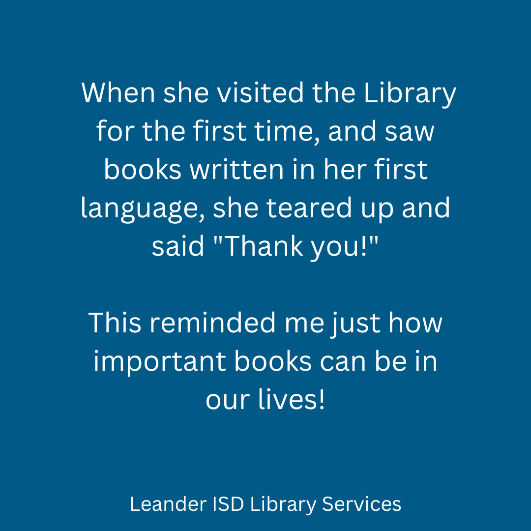 Today's #LibraryMoments story highlights @DanielsonMiddle and was shared by Alison Hernandez, the DMS Librarian.

Books can be a pivotal entry in providing comfort for our #1LISD Learners #leanderisdlib #librariestransform #ReasonsToLoveLibraries #NoPlaceLikeLISD