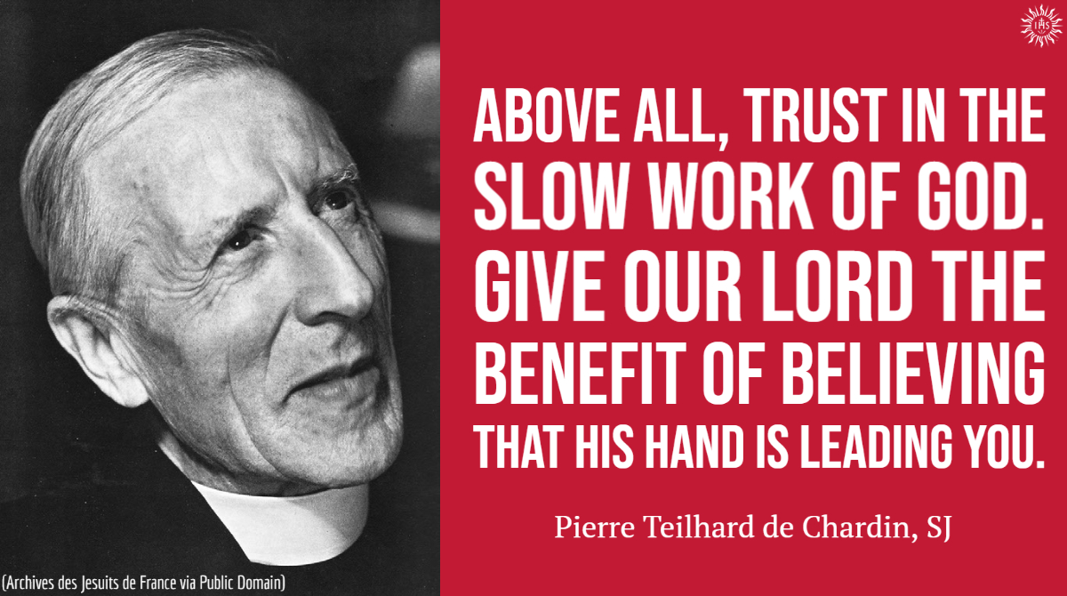 #OTD in 1955, the death of Pierre Teilhard de Chardin, SJ, a philosopher, paleontologist and #Jesuit priest.