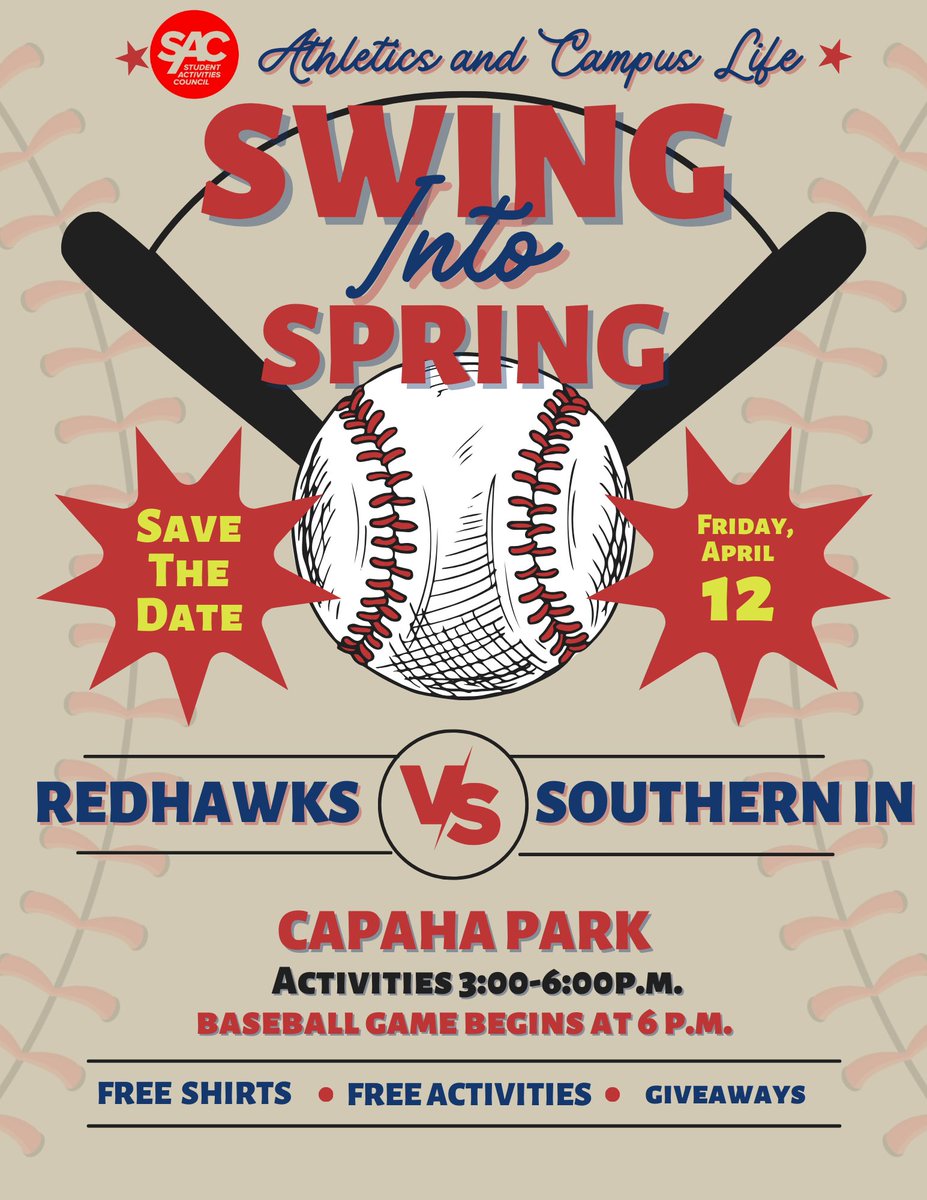 SEMO STUDENTS‼️

Come out to Capaha Park this Friday for an afternoon full of fun starting at 3 PM! ☀️

Stick around for SEMO Baseball taking on USI at 6 PM! Baseball jersey giveaway for the first students in the gates and fans 21+ receive FREE adult beverages! 🍻

#FeelinRowdy