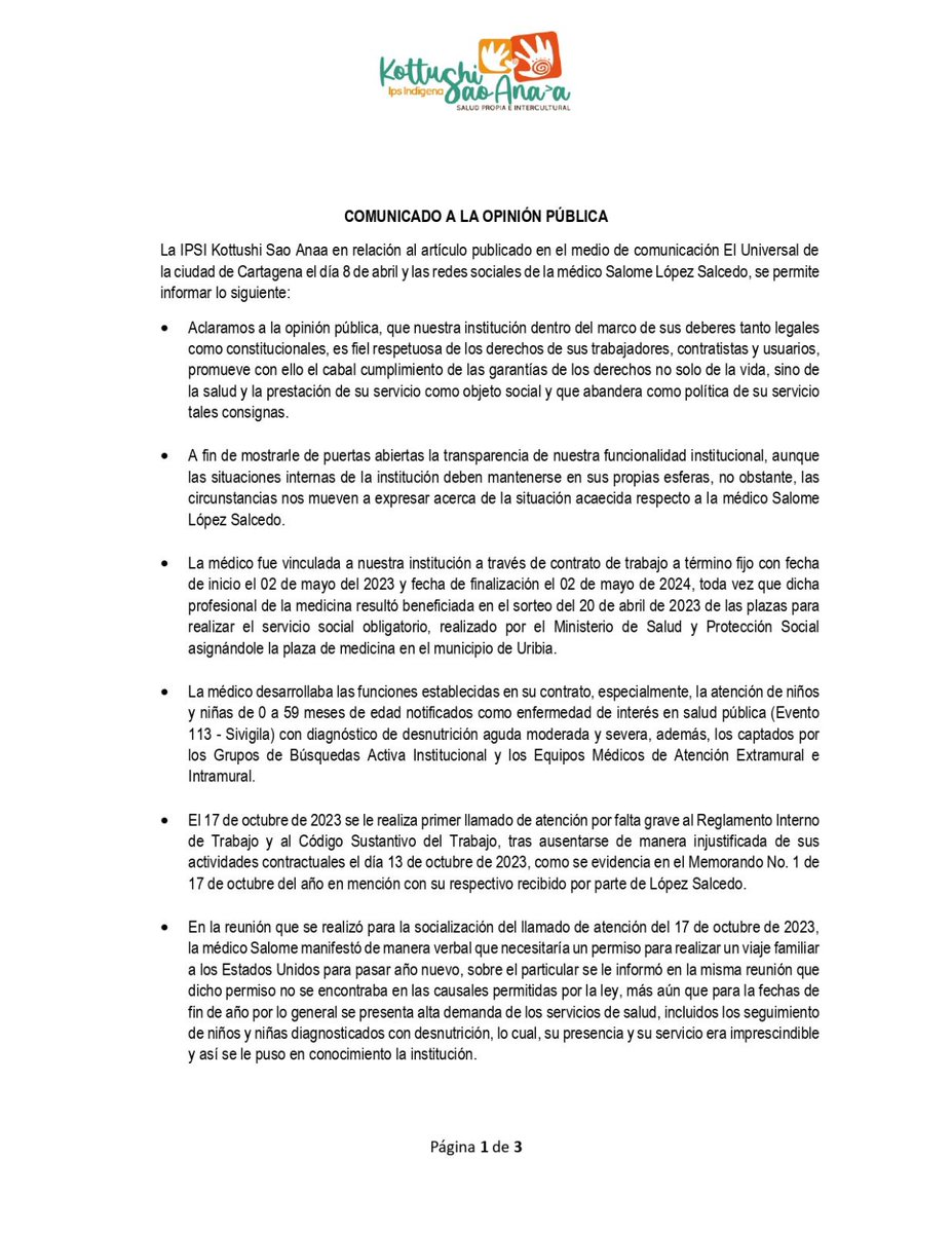 ipsikottushi's tweet photo. Comunicado a la Opinión Pública https://t.co/TMGtU5Cdxx