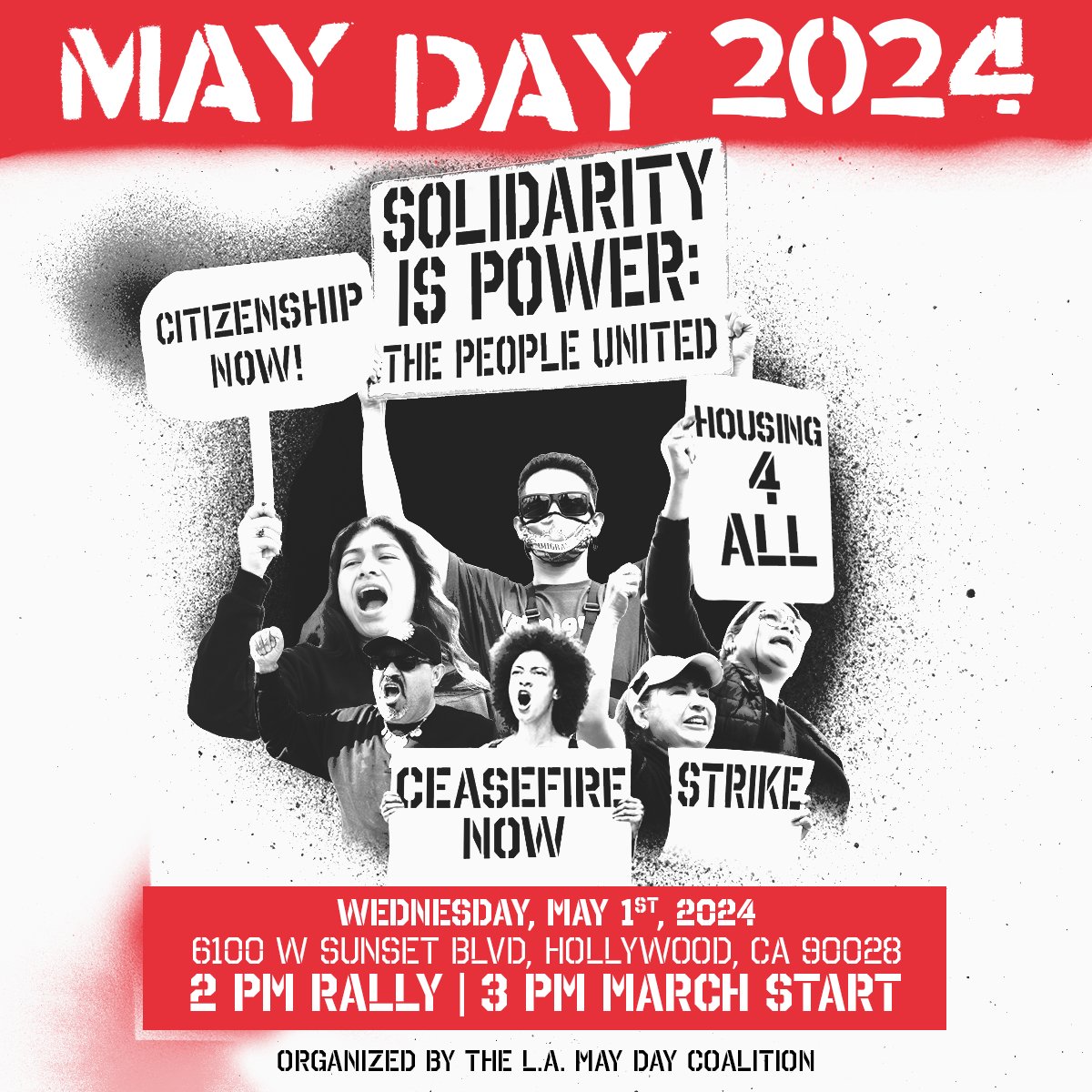 Announcing...the '24 May Day march in LA! Join CHIRLA, partners, workers, students, teachers, nurses, domestic workers, & MUCH more on May 1 as we march for our rights, dreams, & communities! Be part of one of the LARGEST #MayDay marches across the country! #SolidarityIsPower✊🏽⤵️