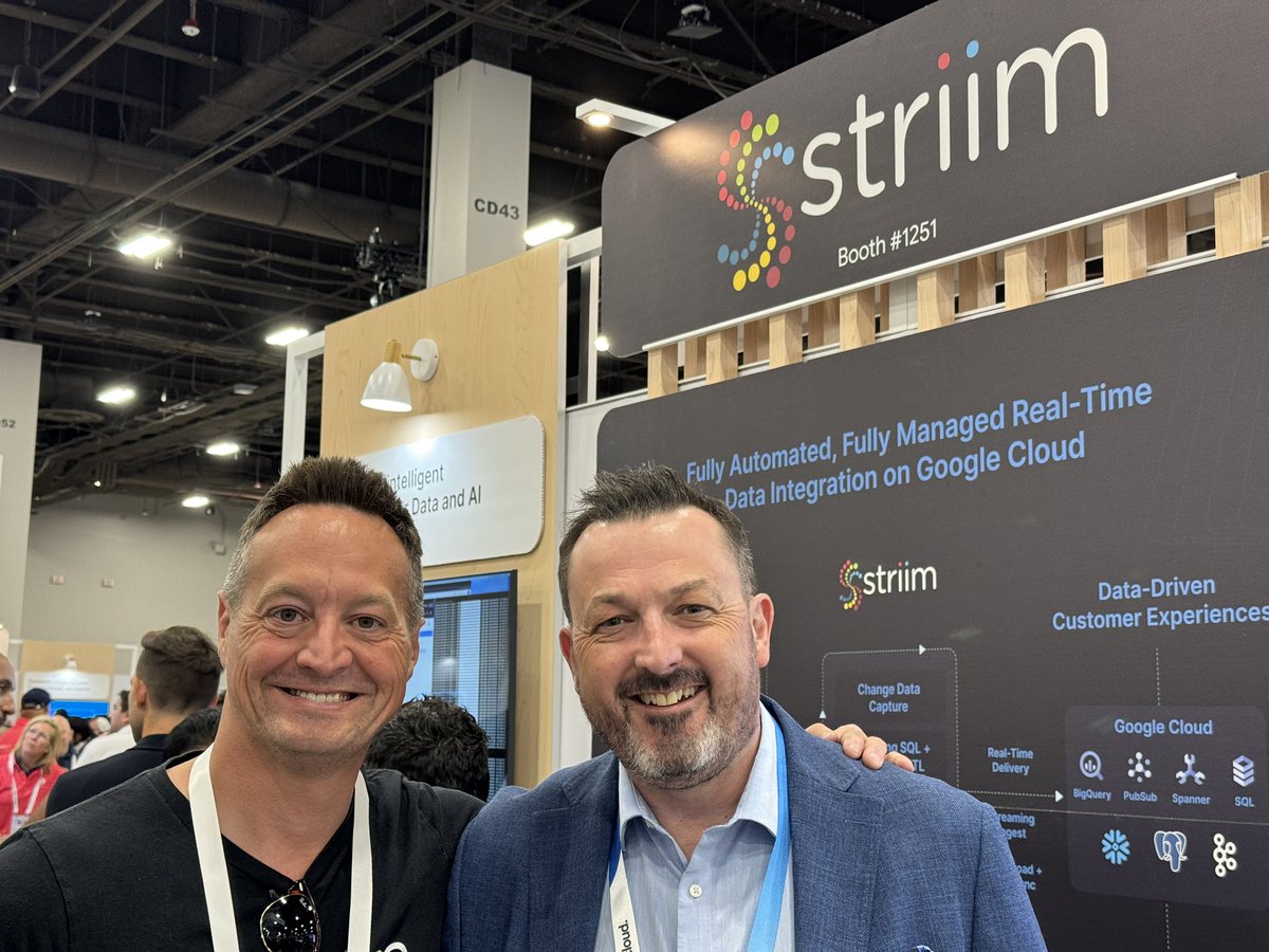 Always great to bump into old friends. Been too long since I chatted with Phillip Cockrell from @striimteam We spoke about real time data movement to @googlecloud #GoogleCloudNext