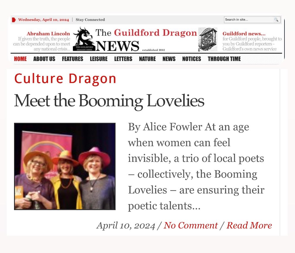 A huge #thankyou to @AliceFwrites for #writing this wonderful piece for the @guildforddragon 💐 Please go to guildford-dragon.com/meet-the-boomi… to #read it in full 👀 Also see guildford-institute.org.uk/event/the-boom… to purchase tickets for our next #poetryperformance at The Guildford Institute🎤🍰