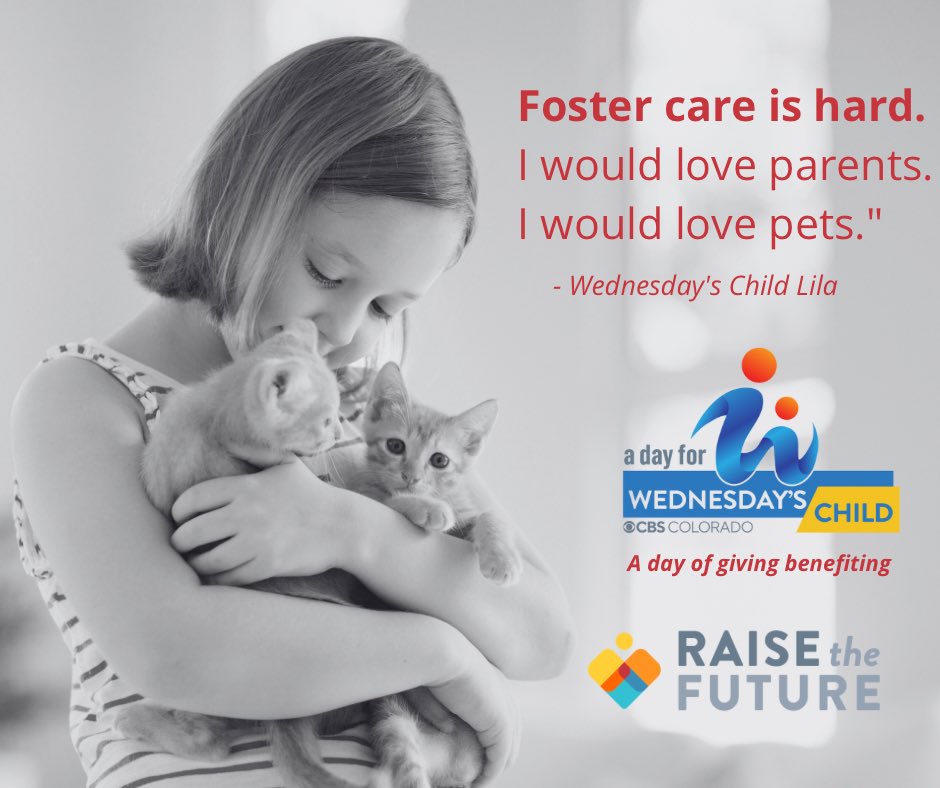 A Day for Wednesday’s Child is ONE WEEK AWAY! Tune in to CBS Colorado on 4/17, and help change the future for youth in foster care! fundraise.givesmart.com/vf/2024DWC Check out this graphic to see the kind of impact Raise the Future has made youth and their families! #wednesdayschild