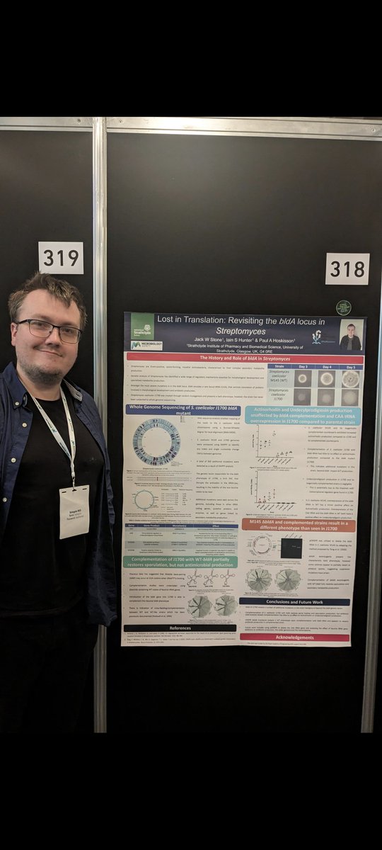 Great week at #Microbio24 so far. Thank you @MicrobioSoc for allowing me to present my work regarding Streptomyces bldA mutants, and to everyone who stopped by to chat about it.