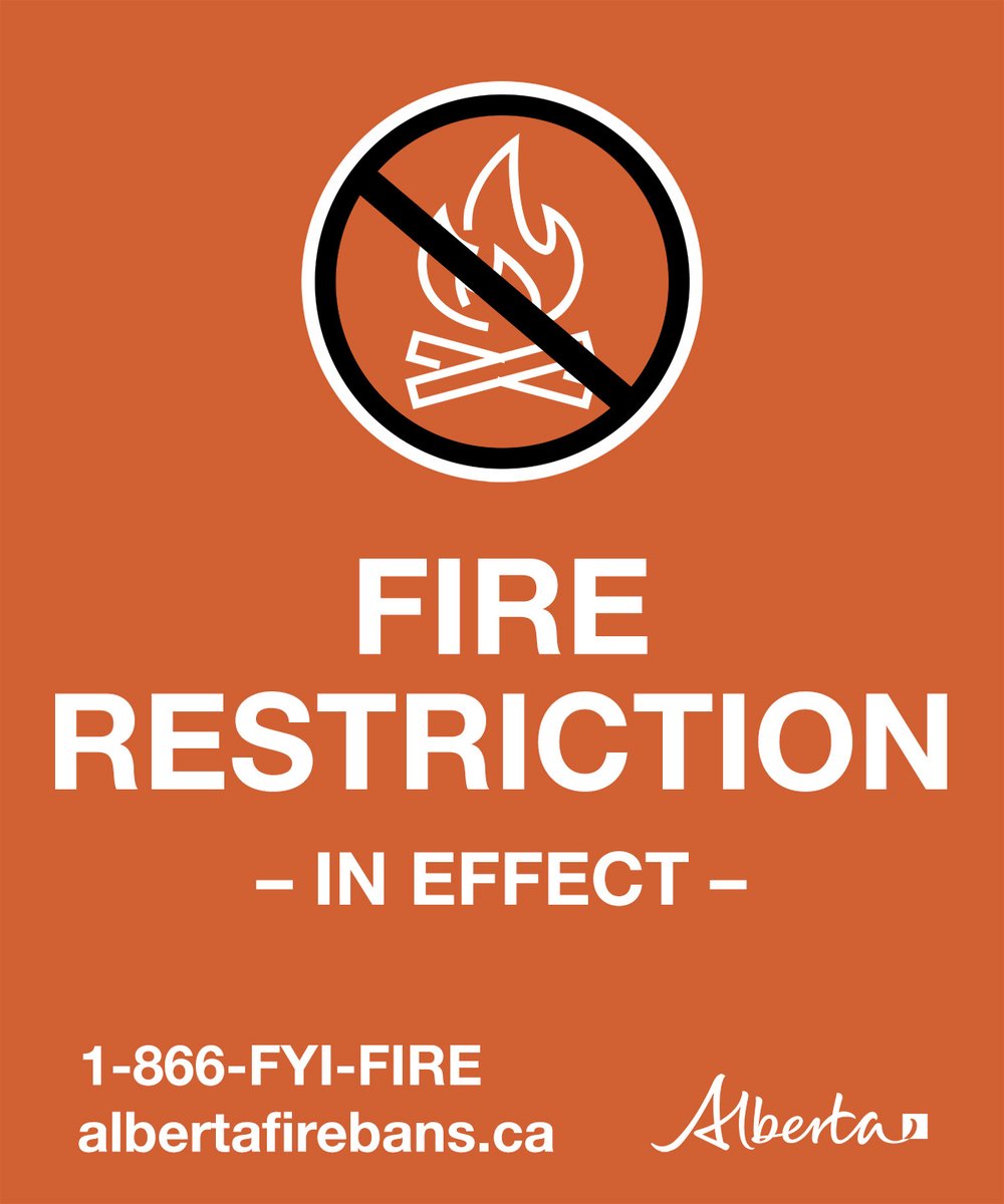 A fire restriction is in effect in northwestern Alberta in the Forest Protection Area surrounding Valleyview and Grande Prairie and west of the Peace River. This restriction prohibits outdoor wood fires on public land. Visit AlbertaFireBans.ca for more info and a map.