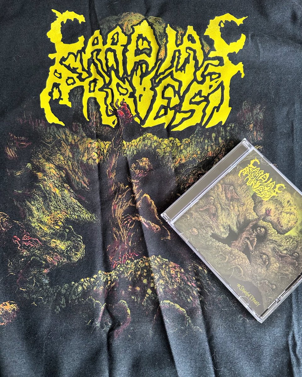 got my @cardiacarrest_deathmetal preorder super quick from @hellsheadbangers !! honored to have known these creeps for 20 years and have my art on this slab of meat. The shirt looks amazing as well.#hellsheadbangers #cardiacarrestdeathmetal #deathmetal #gruesomegraphx