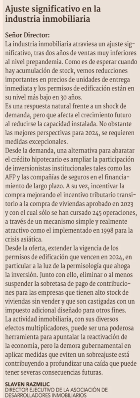 "Una alternativa para abaratar el crédito hipotecario es ampliar la participación de inversionistas institucionales tales como las AFP y las compañías de seguros en el financiamiento de largo plazo"  Slaven Razmilic en el Diario Financiero.

portal.nexnews.cl/showN?valor=rc…