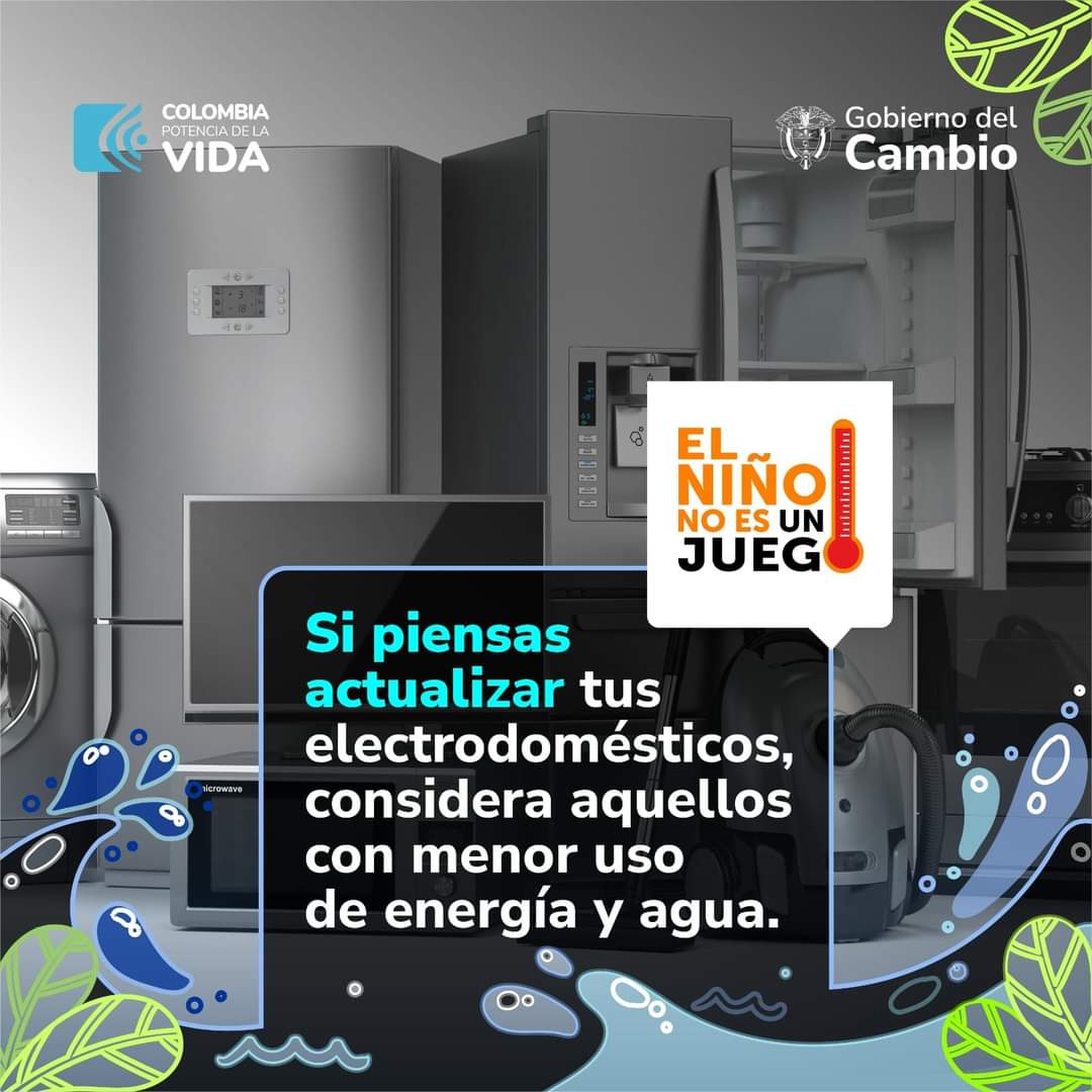 En este tiempo, ¡toda acción cuenta! 💪🏻💪🏽 Evalúa la tecnología de los electrodomésticos que desees comprar; te ayudarán, por ejemplo, a lavar y secar tu ropa con menos cargas y en poco tiempo. #ElNiñoNoEsUnJuego