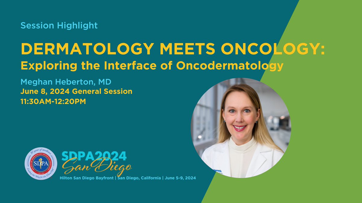 Explore the rapidly growing field of oncodermatology at #SDPA2024 in San Diego! Meghan Heberton, MD, is leading a fascinating session covering the diagnosis, grading, and management of toxicities. You won’t want to miss this! Visit dermpa.org to register!