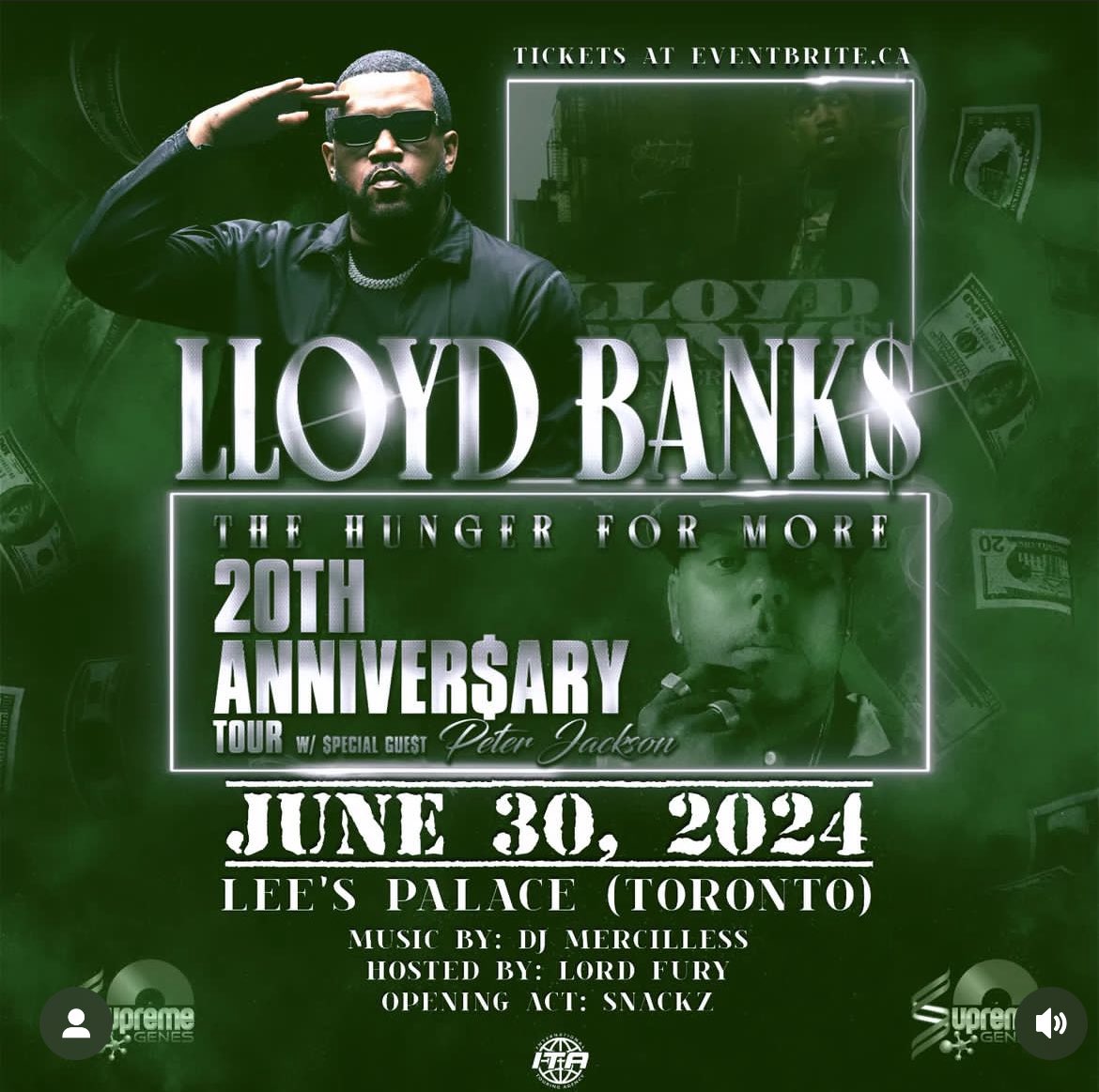 ⚠️⚠️ JUNE 30th 2024x SNACKZ -n- @Lloydbanks will be in Toronto at the @LeesPalaceTO Celebrating //The Hunger For More\\ 20TH YEAR ANNIVERSARY. Tixs still available Ticket Link: linktr.ee/Snackz585 ‼️‼️‼️‼️‼️‼️‼️‼️‼️‼️‼️‼️‼️