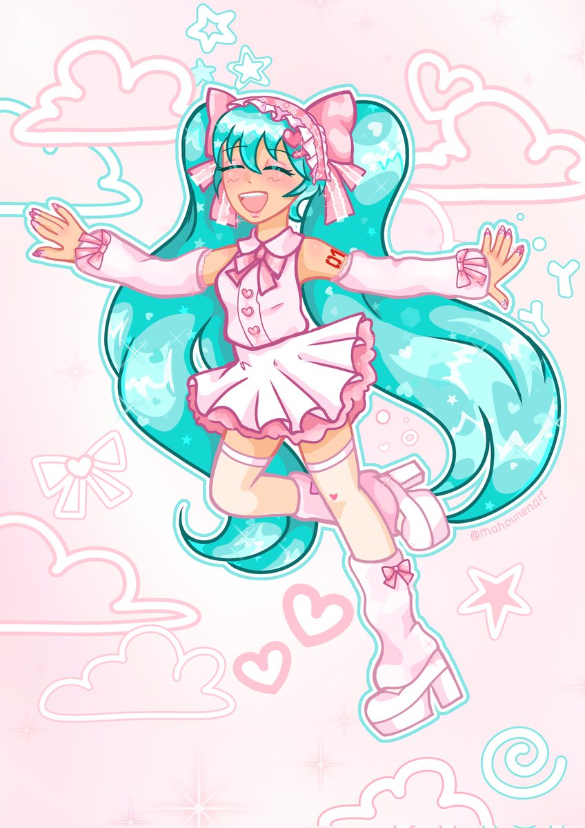♡ KAWAII MIKU ♡ My piece for @lovesongcollab, I'm so happy for being able to participate both as a mod and as an artist! I hope you guys enjoy my personal Miku design 🩷 #初音ミク