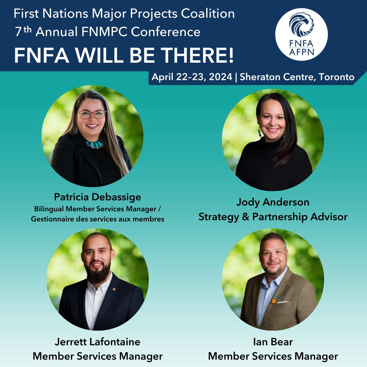 FNFA is excited to be attending the @fnmpc 7th Annual FNMPC Conference in Toronto, ON from April 22-23, 2024! If you would like to connect in person or virtually, send us a DM to schedule a meeting. #FNMPC #Conference #FNFA #Toronto