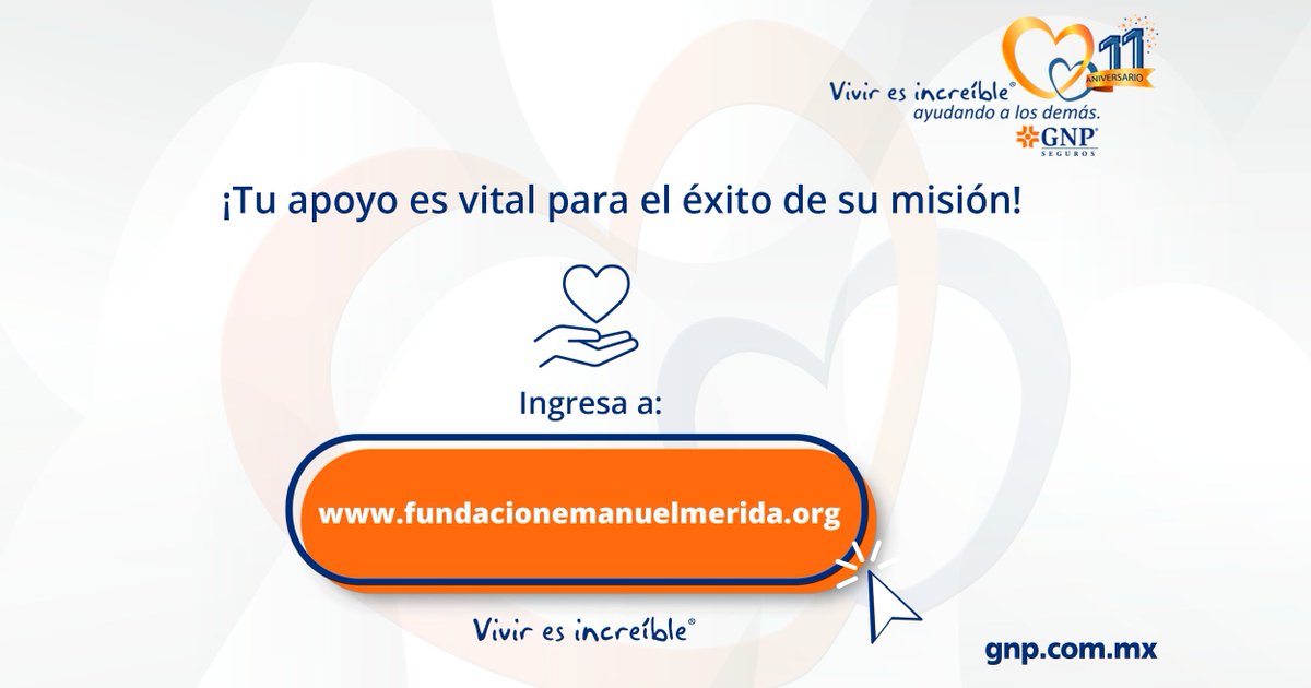 Nuestro programa #Viviresincreíble apoya cada semana a una organización social, esta semana apoyamos a #FundaciónEmanueldeMérida que apoyan a niños y niñas de escasos recursos. ¡Tu apoyo es vital para el éxito de su misión! Ingresa ➡️ fundacionemanuelmerida.org #GNPporlaComunidad