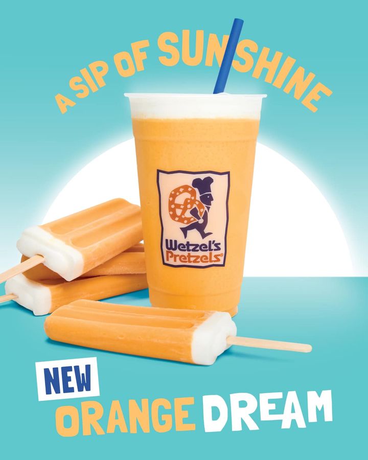 Dreams really do come true 🥰 Our Orange Dream just dropped with a creamy orange granita topped with sweet cream cold foam Use coupon code: DREAM on the Wetzel’s app to get $1 off when you try your own Orange Dream. Now until 4/14