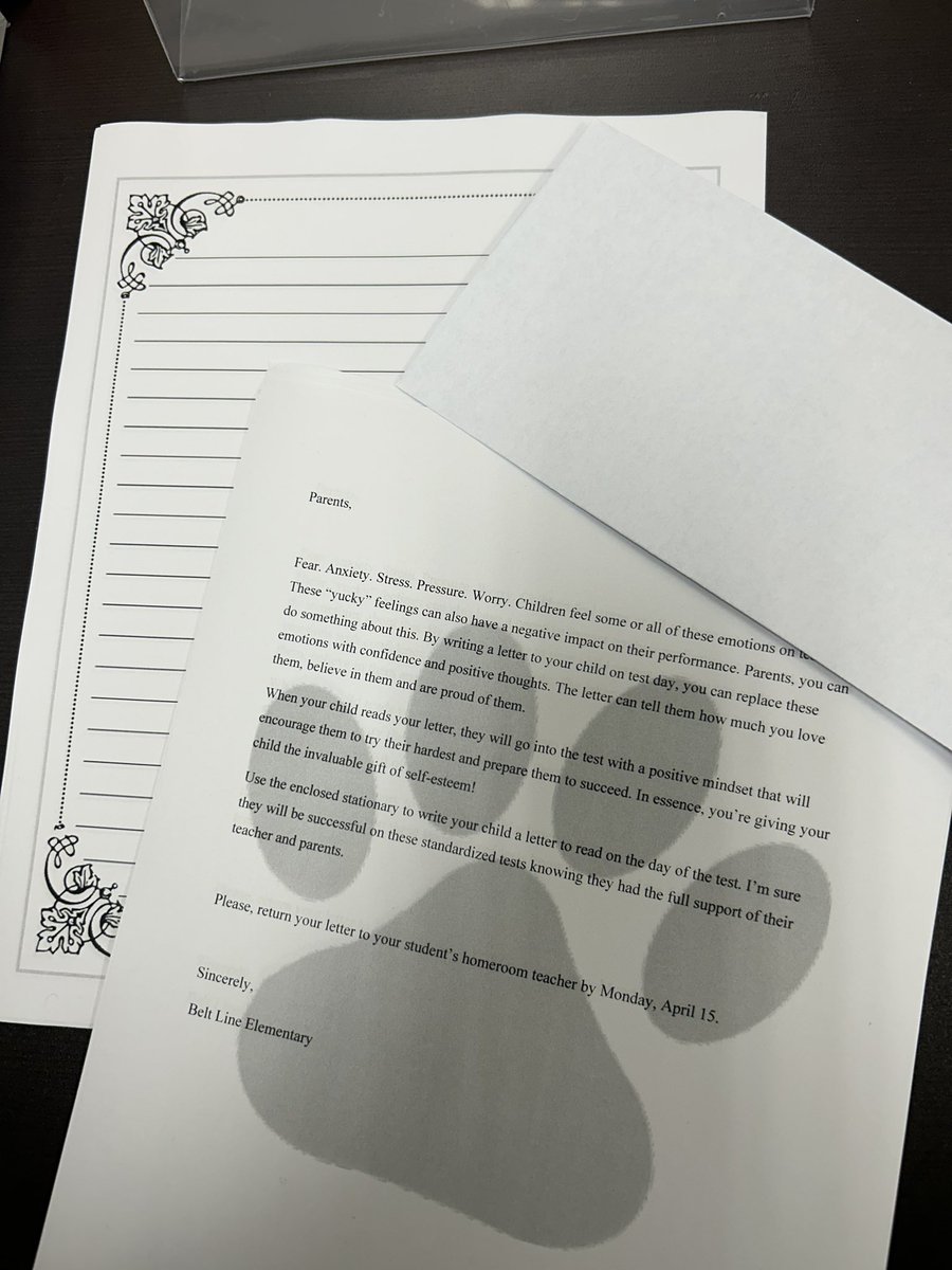 totstevenson's tweet photo. It’s that time of year again. Principal Perk: Writing an encouraging note to all students taking STAAR next week @BLELancaster . Also, we give parents a chance to do the same. Every little bit counts. #countdowntoSTAAR #4moredays #BLEMakingMoves 🧡🖤 https://t.co/SpUICbsTpt
