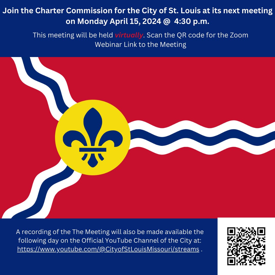 Join us next week on April 15th for this virtual meeting regarding the City's charter! The Charter Commission is eager to talk with residents about charter recommendations, and we'd love to see you there.