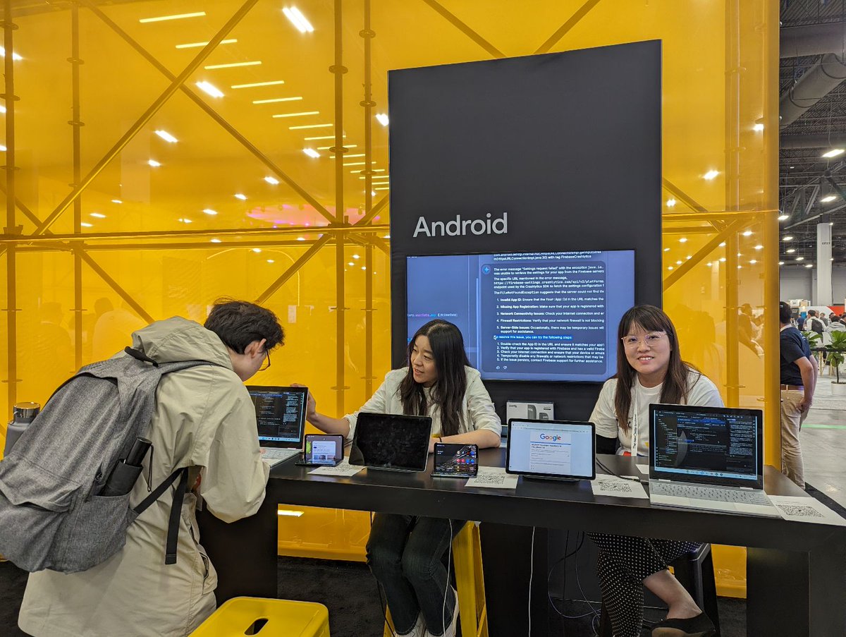 We're at #GoogleCloudNext showcasing Gemini in Android Studio ✨ The AI-powered coding assistant helps devs develop faster and easier for Android. Get started → goo.gle/4cO9eZL