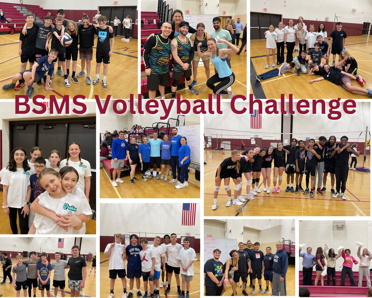 BSMS students and staff participated in the Volleyball Challenge hosted by the Student Council. Fun was had by all, as ten teams rotated on three courts, playing each other!  Officer Allison and Officer Levy from the Suffolk County Police Department even joined in on the fun.