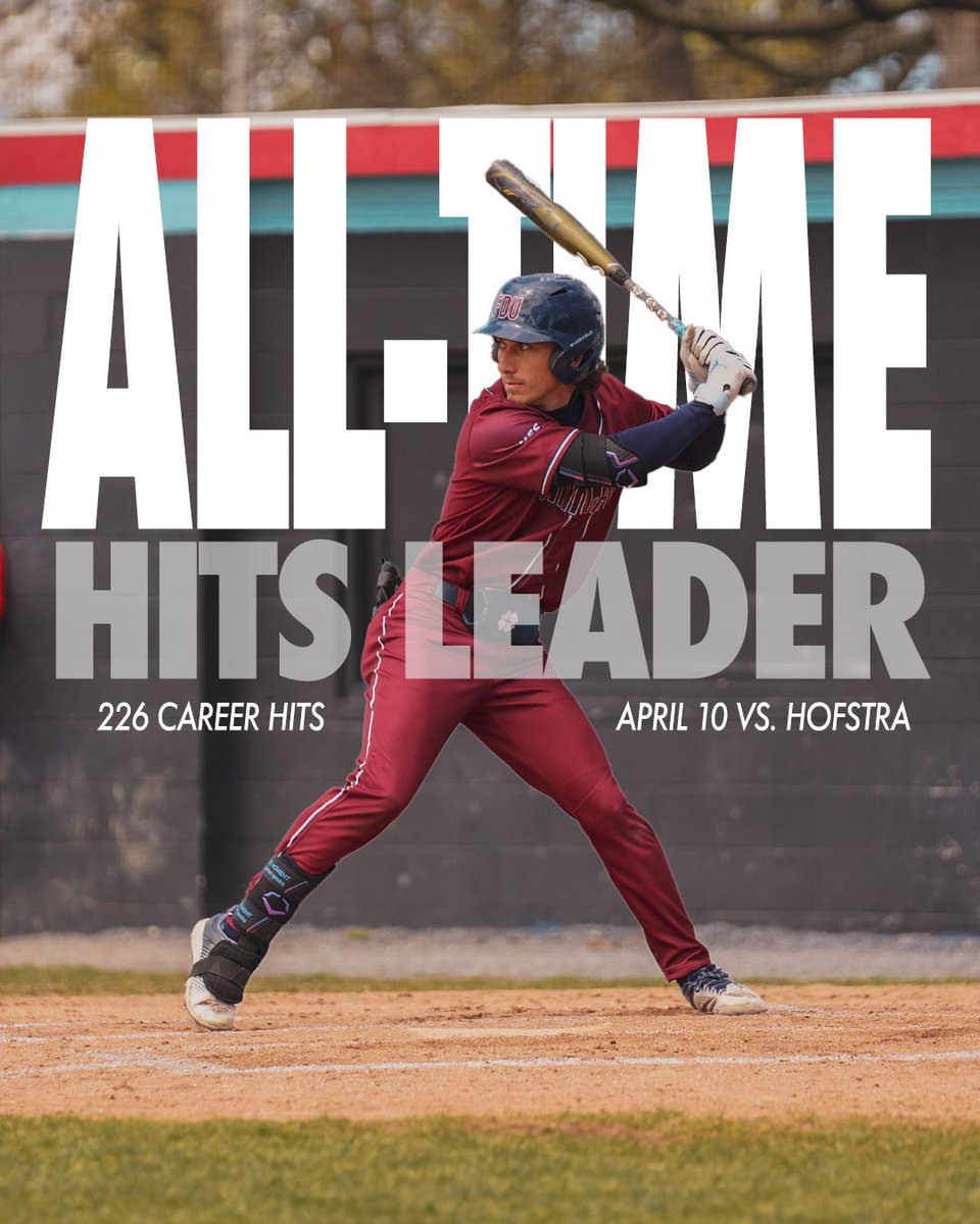 𝑯𝑰𝑺𝑻𝑶𝑹𝒀 𝑯𝑨𝑺 𝑩𝑬𝑬𝑵 𝑴𝑨𝑫𝑬. 

Hunter D'Amato now sits at the top of the record books for most career hits in FDU baseball history.

Congrats, Hunter! 🎉

#uKNIGHTED⚔️