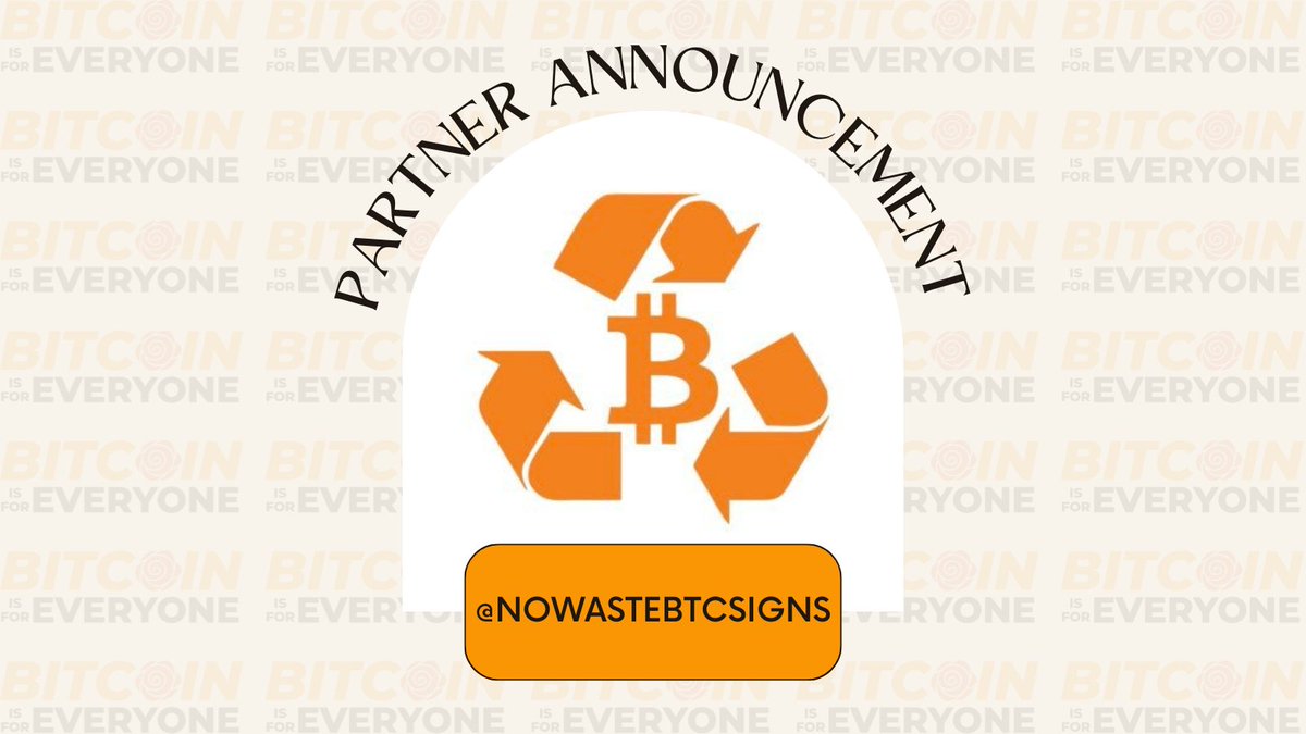 🎉 Exciting News 🎉
 
We're thrilled to announce that @NoWasteBTCsigns will be joining us at @BitcoinisforALL
 
@NoWasteBTCsigns, a visionary signmaker, transforms discarded materials into unique Bitcoin-themed items.
 
Catch him & his wife showcasing their work in our expo area!
