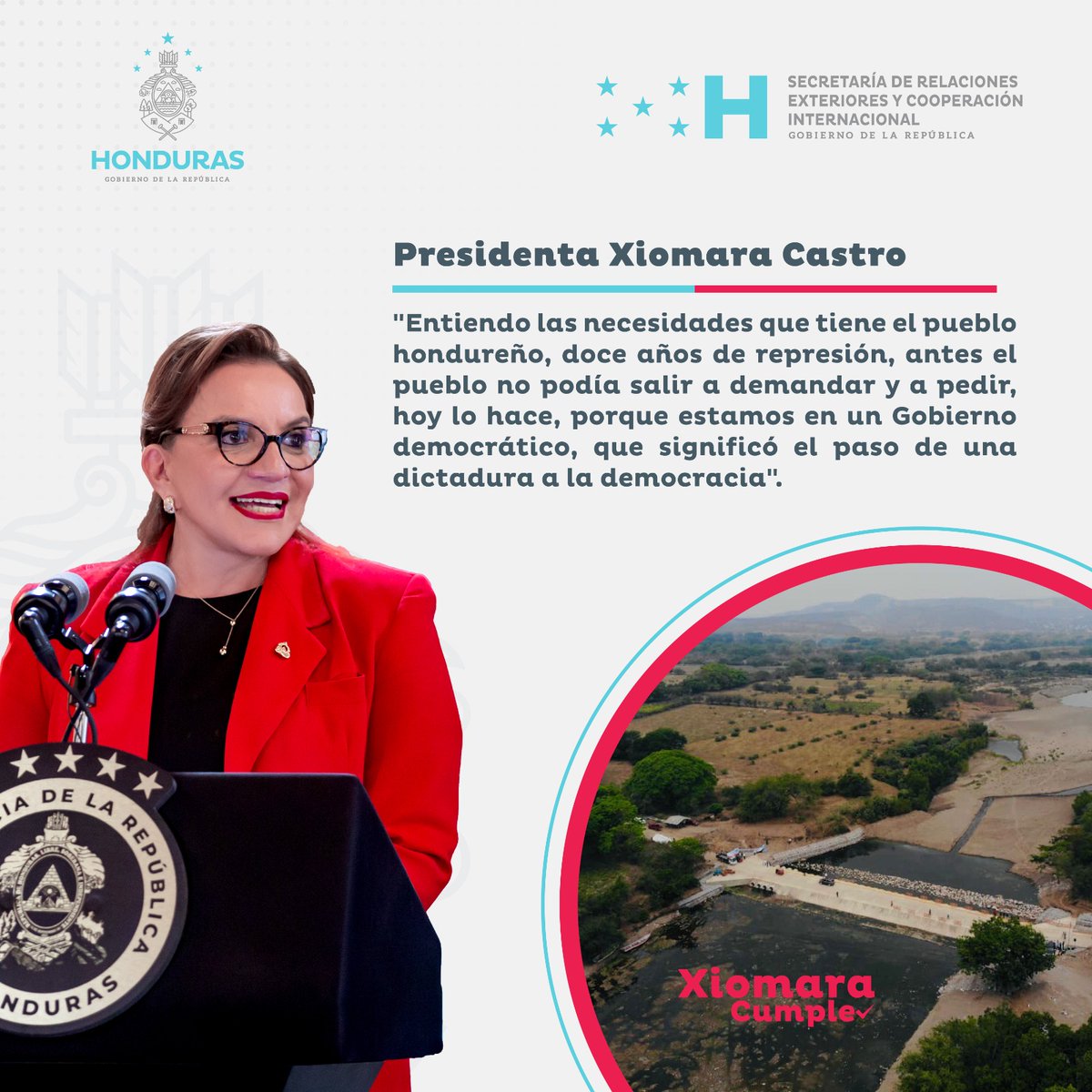 📌| En la inauguración del vado sumergible en la Costa de los Amates, la Presidenta Xiomara Castro manifestó conocer las necesidades que tiene el pueblo hondureño, tras doce años de represión.