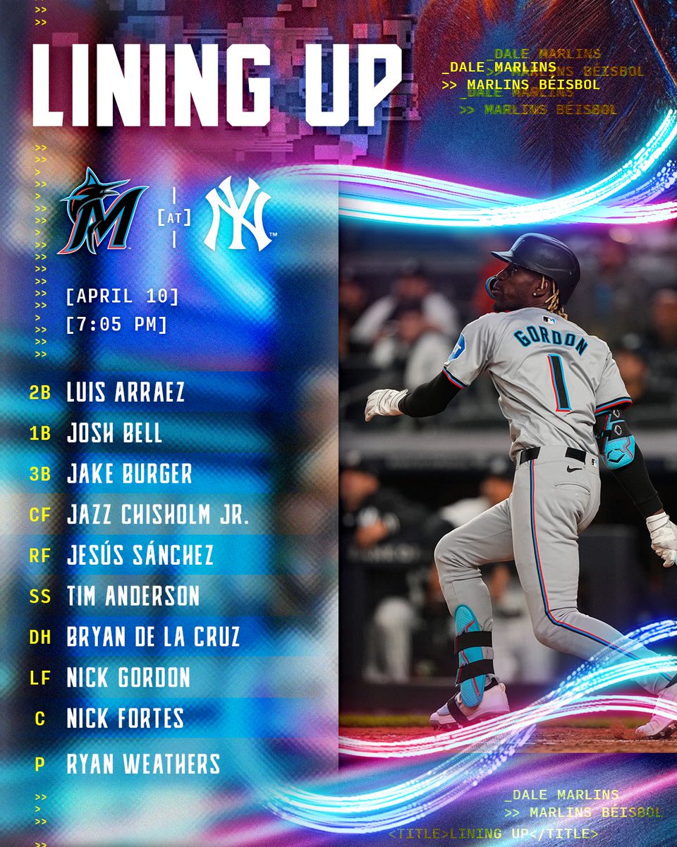 Last night in nyc. 📺: @BallySportsFL, @BallyMarlins 📻: @MarlinsRadio, @FoxSports940 ⏰: 7:05PM ET #MarlinsBeisbol