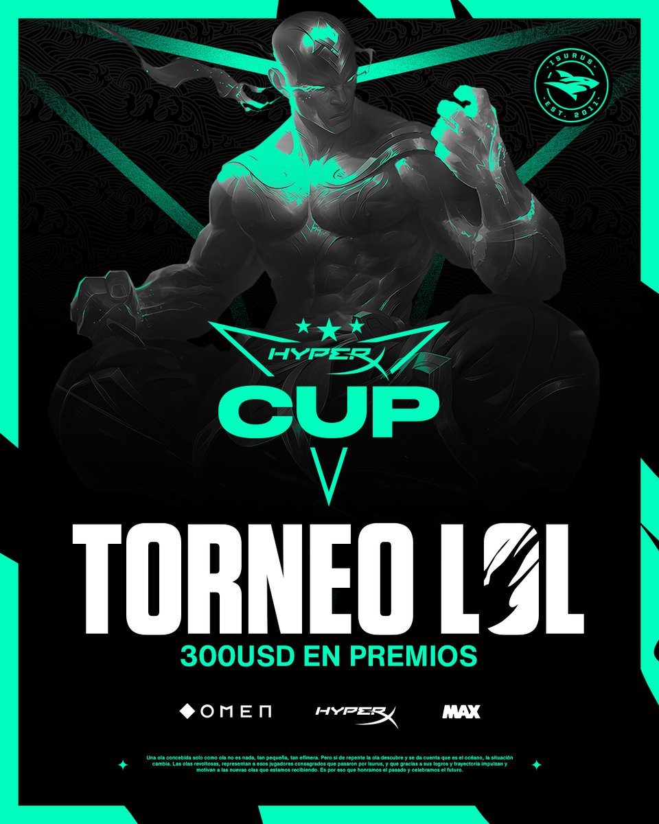 ¡HYPERX CUP DE LOLCITO! 🔥 Junto a @HyperXLatam, @TiendasMAX y @OmenByHp_Latam les traemos un torneo 1v1 de League of Legends para LAN. Inscríbete en isg.gg/hyperxcuplol y participa por un Prize-Pool de U$300 el próximo 3 de mayo. Conoce las novedades de Hyperx junto a…