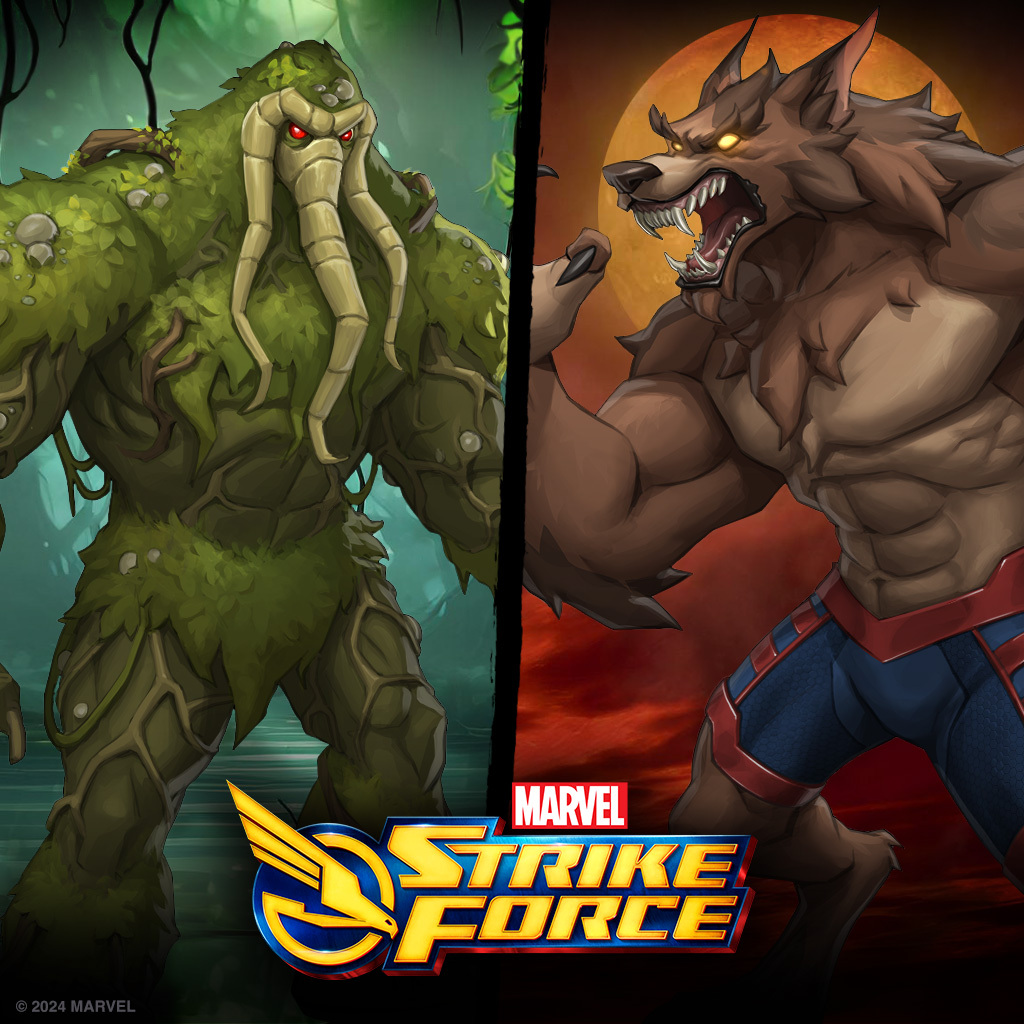 Fan vote: Man-Thing vs Werewolf by Night. Keep voting. Keep claiming rewards! marvelstrikeforce.com/fan-voting