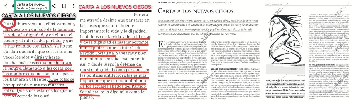 @cayetanaAT @Cajasol @LetrasenSevilla Una las críticas que hizo otra mujer valiente, socialista en este caso, Pilar Ruiz a @patxilopez en su CARTA A LOS NUEVOS CIEGOS fue «dirás y harás muchas más cosas que me helarán la sangre, LLAMANDO A LAS COSAS POR LOS NOMBRES QUE NO SON.» @sanchezcastejon y @PSOE siguen en eso.