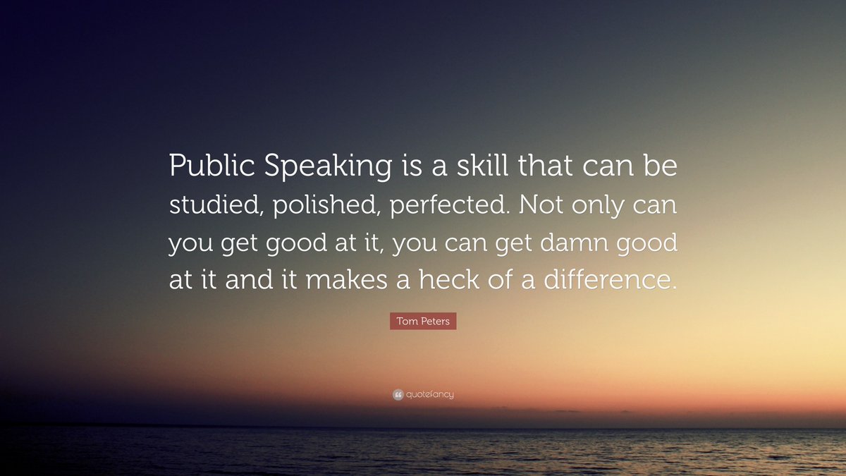 #PublicSpeaking is a skill that can be studied, polished, perfected. Not only can you get good at it, you can get damn good at it and it makes a heck of a difference.' @tom_peters @Toastmasters @Toastmasters19