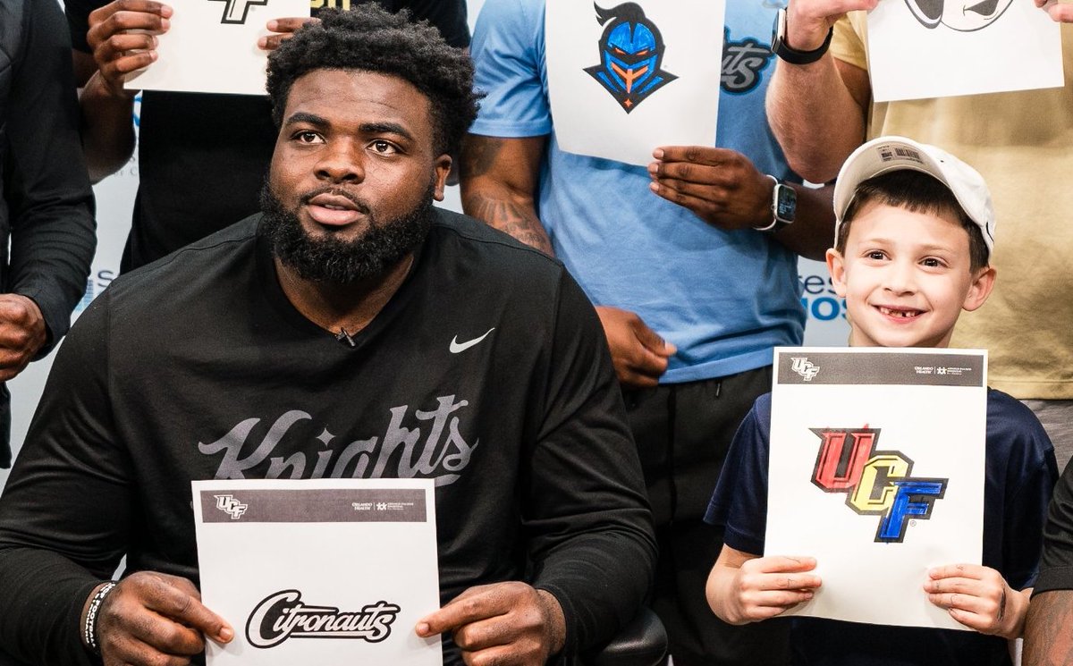 Lee Hunter was among the group of UCF football players that made a recent visit to Arnold Palmer Hospital for Children. While there, Hunter and the players collaborated with kids in designing the helmet logos they'll wear during Friday's spring game. 'It touched my heart,'…