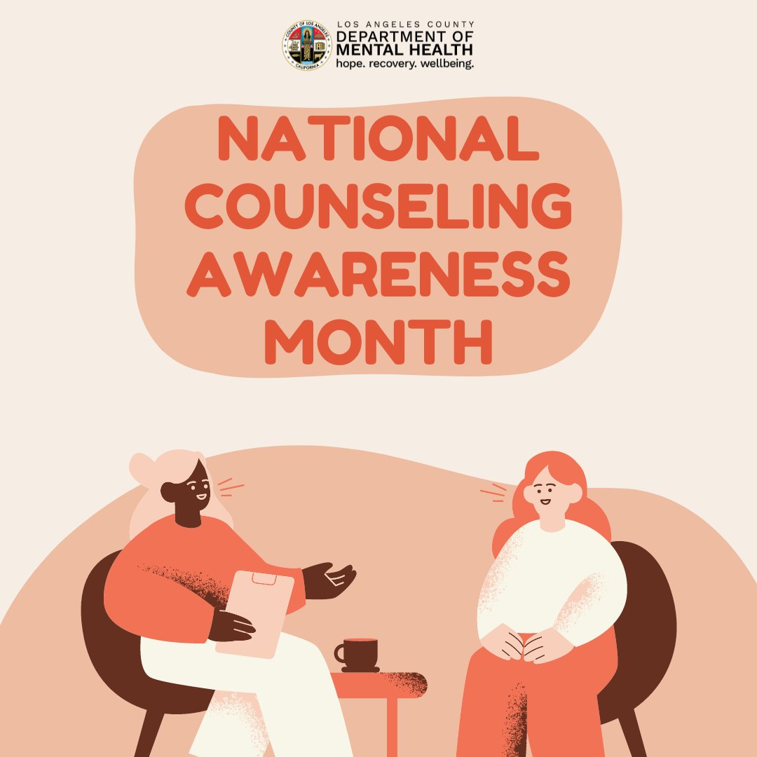 April is #NationalCounselingMonth, a time to celebrate the incredible work of counselors who provide support, guidance, and encouragement to L.A. County residents. Let's recognize their dedication and commitment to mental health and well-being! #MentalHealthMatters