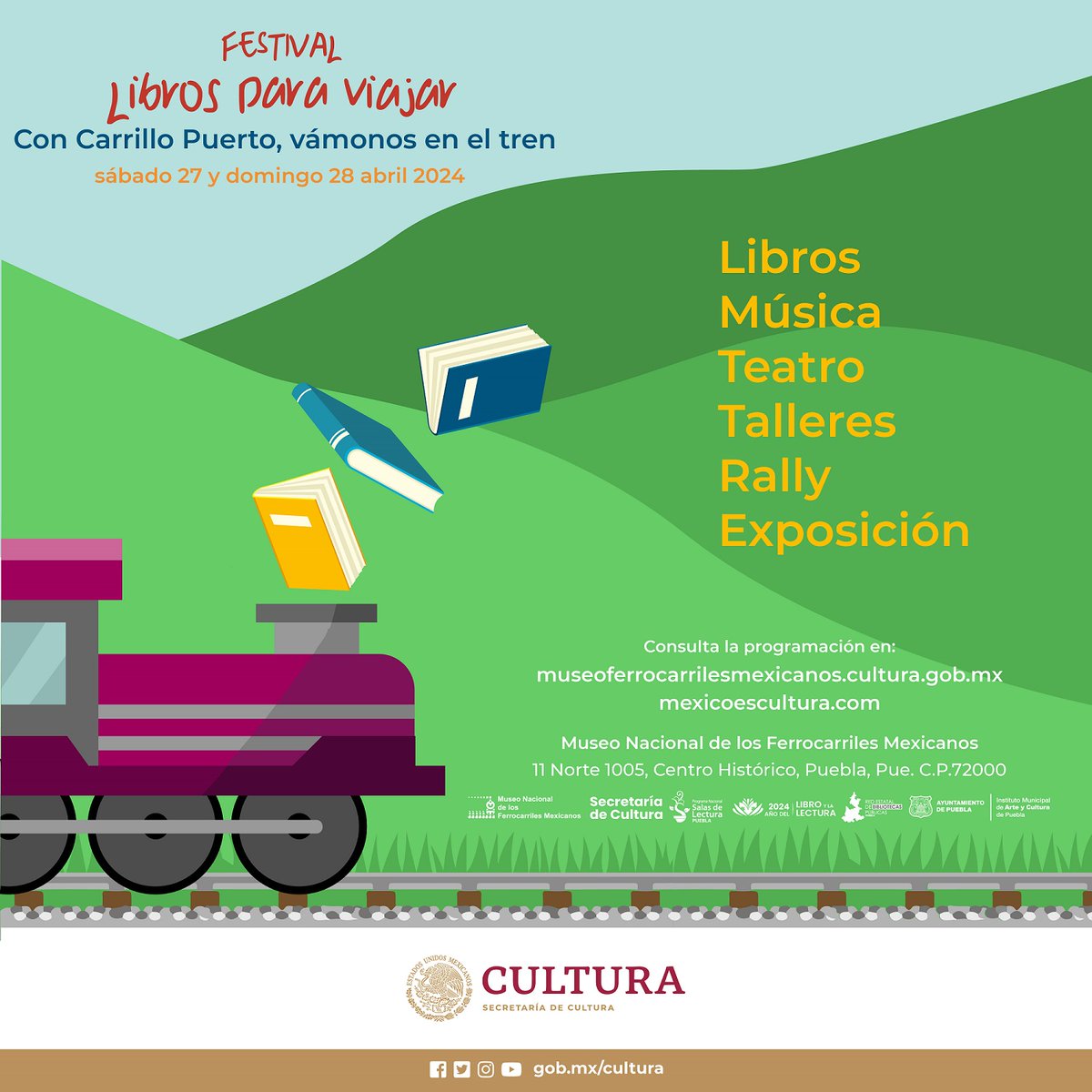 Festival Libros para Viajar celebra a las niñas y los niños en el mes de abril 🎈 🔸 El 27 y el 28 de abril, el Museo Nacional de los @ferrocarriles Mexicanos, ubicado en #Puebla, llevará a cabo diversas actividades para toda la familia. 🔗 shorturl.at/jsEIW