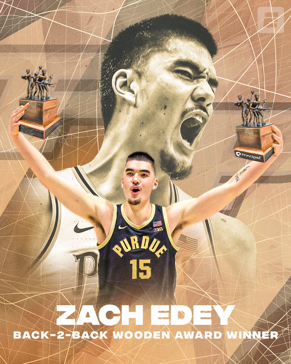 The best player in the game! Zach Edey wins back-to-back Wooden Awards 🏆