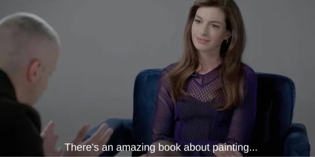 here’s anne hathaway literally encouraging jeremy strong to ✨yap✨ and reference a book btw. and an irrelevant random on twitter has the audacity to tell him to calm down? respectfully who are you 😭
