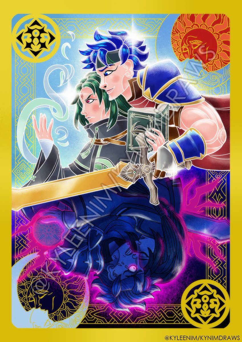 Ikesoren tarot...in the #FireEmblemEngage style! This and more awesome arts will be in the @IkeSorenZine! Leftovers sale will be opening on April 20th so please mark your calendars if you missed out last time!!!! #ikesoren #FireEmblem