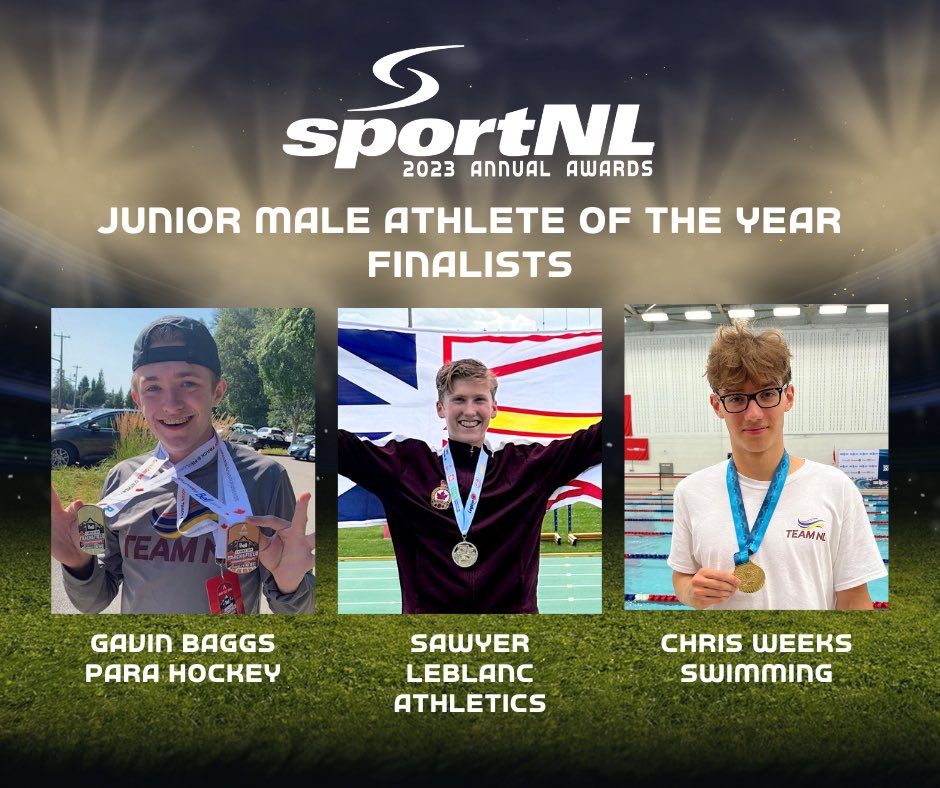 sportnl's tweet image. Congratulations to our finalists for 2023 Junior Male Athlete of the Year at this coming weekends SportNL Annual Awards

Gavin Baggs, Sawyer Leblanc and Chris Weeks