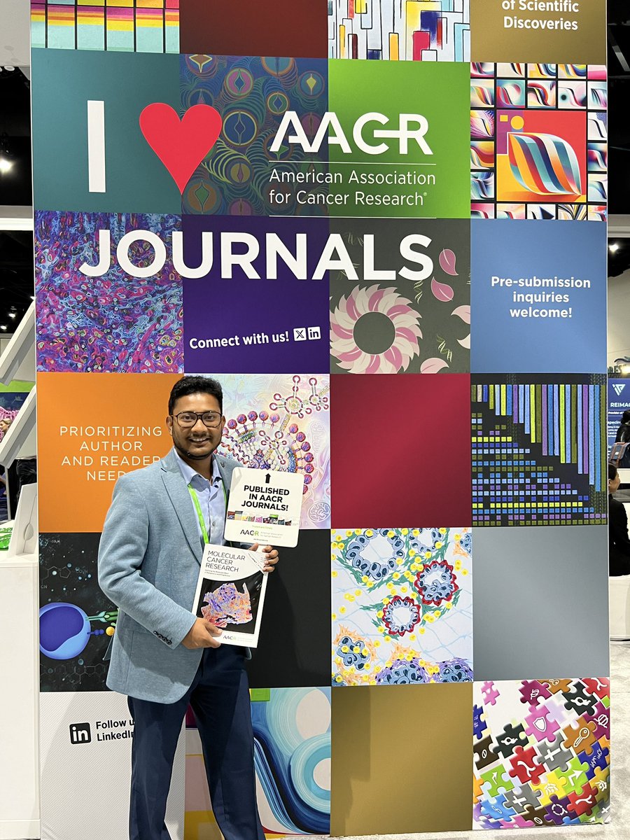 Published two articles in the April 2024 issue of @MCR_AACR! 🌟 Our research on the stemness signature of #CRC was chosen as the 'Editor's Pick.' Plus, I got to snap a pic at the AACR journals booth at #AACR2024! 📸 @jpshen_md Check it out: aacrjournals.org/mcr